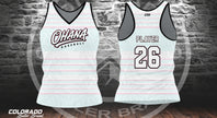 White Stripe Ohana Racer Back V-Neck (Polyester)