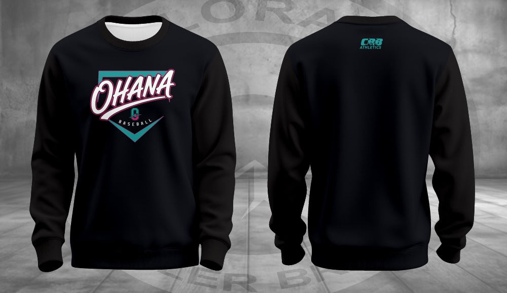 Black Ohana Crew Neck Sweatshirt (Cotton)