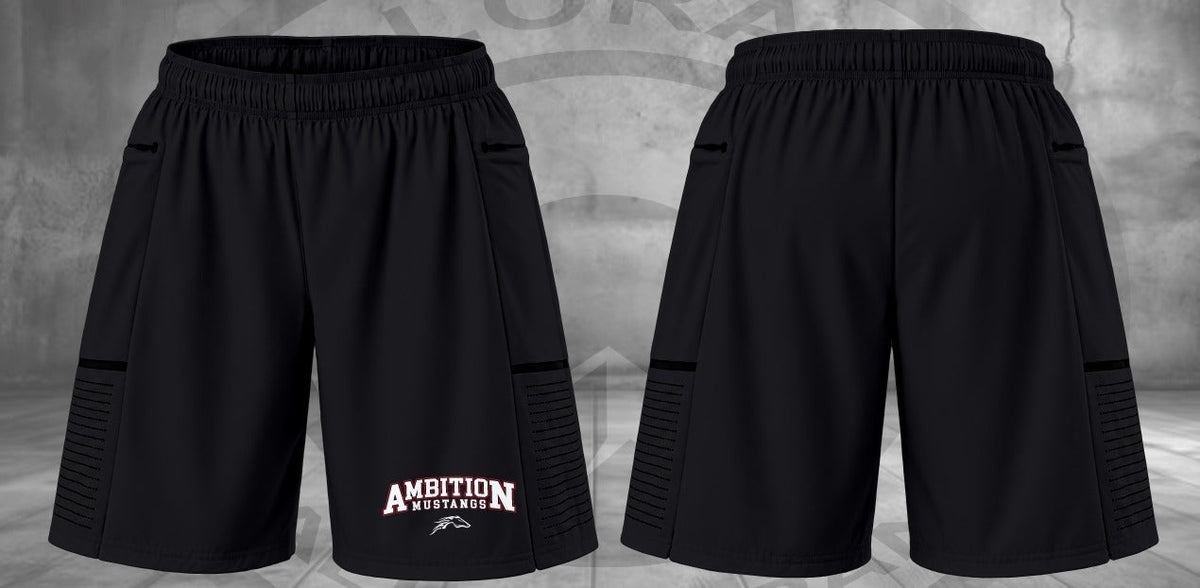 Original Ambition Mustangs Athletic Shorts — Black mockup