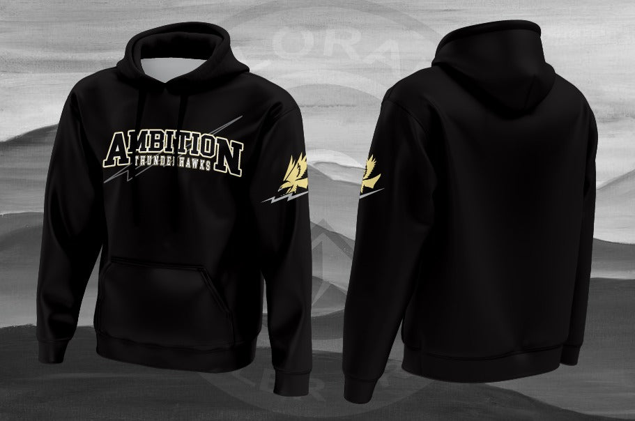 Original Ambition Thunderhawks Heavy Pullover Hoodie — Black mockup
