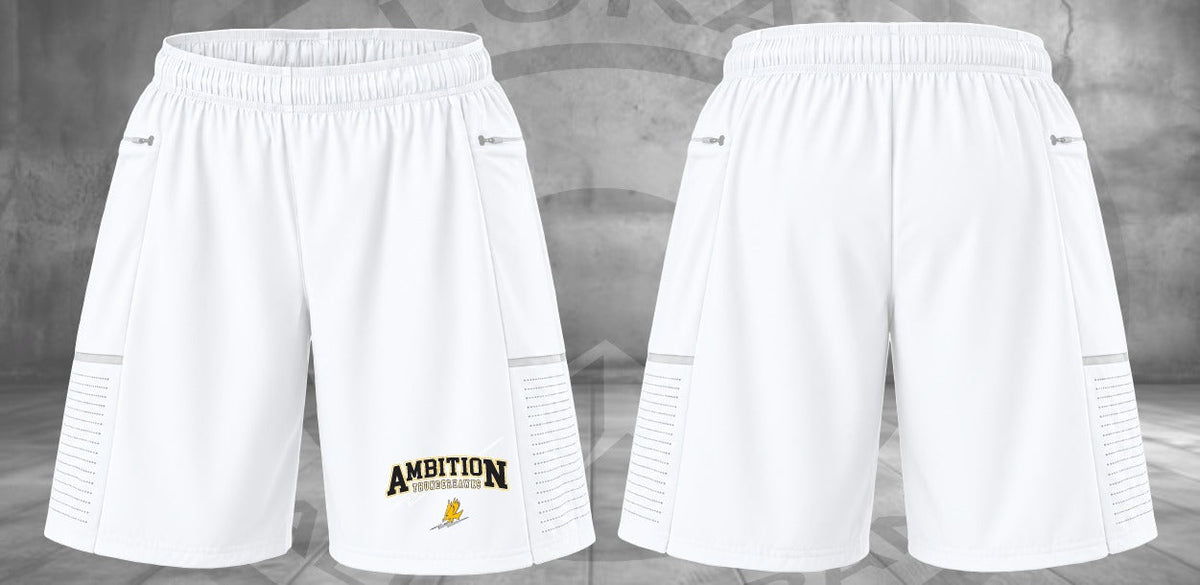 Original Ambition Thunderhawks Athletic Shorts — White mockup