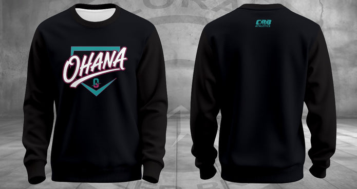 Black Ohana Crew Neck Sweatshirt (Cotton)
