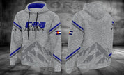 CBB Grey & Royal Blue Mountain Hoodie, original front and back design