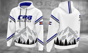 CBB White & Royal Blue Alpine Hoodie, original front and back design