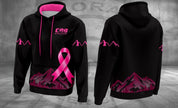 CBB Pink October black hoodie front and back