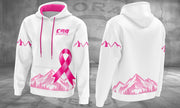 CBB Pink October white hoodie front and back