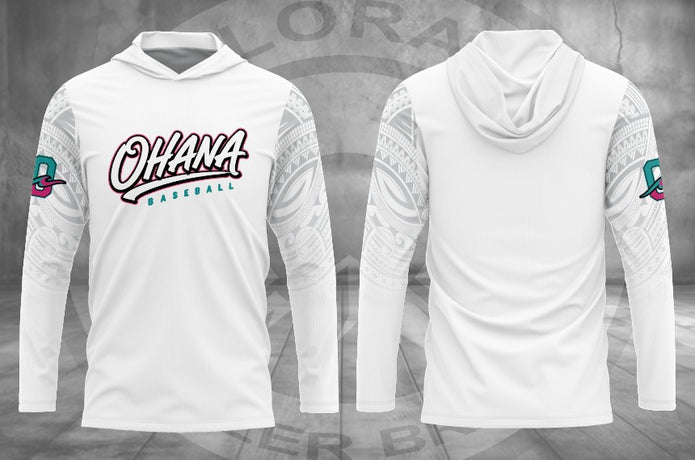 White Ohana Hawaiian Sleeve Lightweight Hoodie