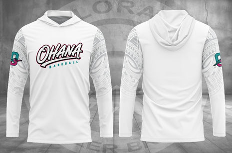 White Ohana Hawaiian Sleeve Lightweight Hoodie