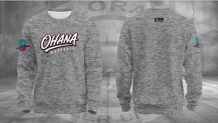 Grey Ohana Milayn Fleece crew neck sweatshirt front and back