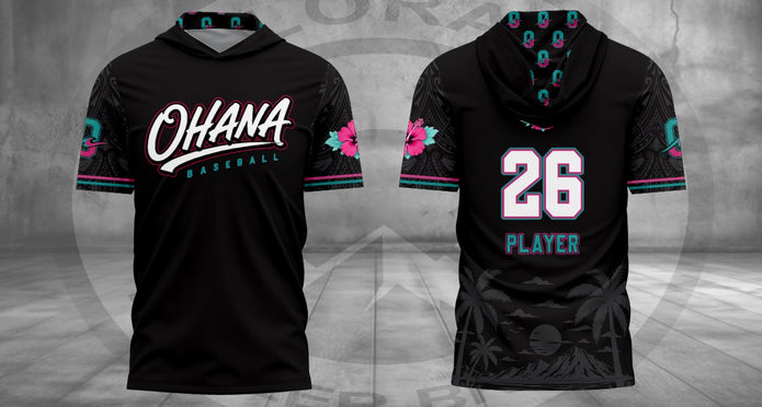 Ohana 2027 Lightweight Short Sleeve Hoodie approved front and back artwork
