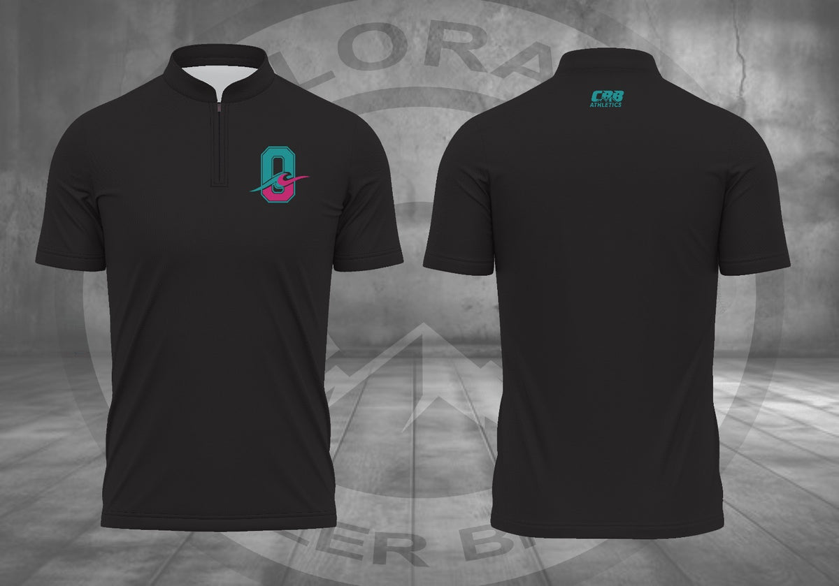 Black O-Wave Ohana 1/4 Zip BP Jacket front and back