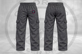 Ohana heather grey open-bottom cargo sweats, front and back