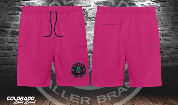 Ohana Pink Circle five-pocket microfiber shorts