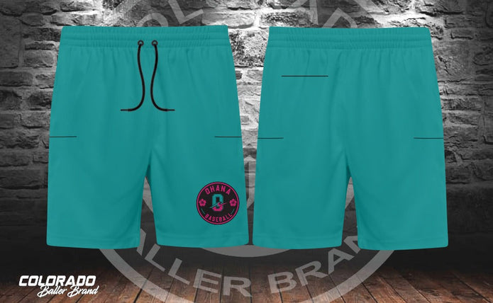 Ohana Teal Circle five-pocket microfiber shorts
