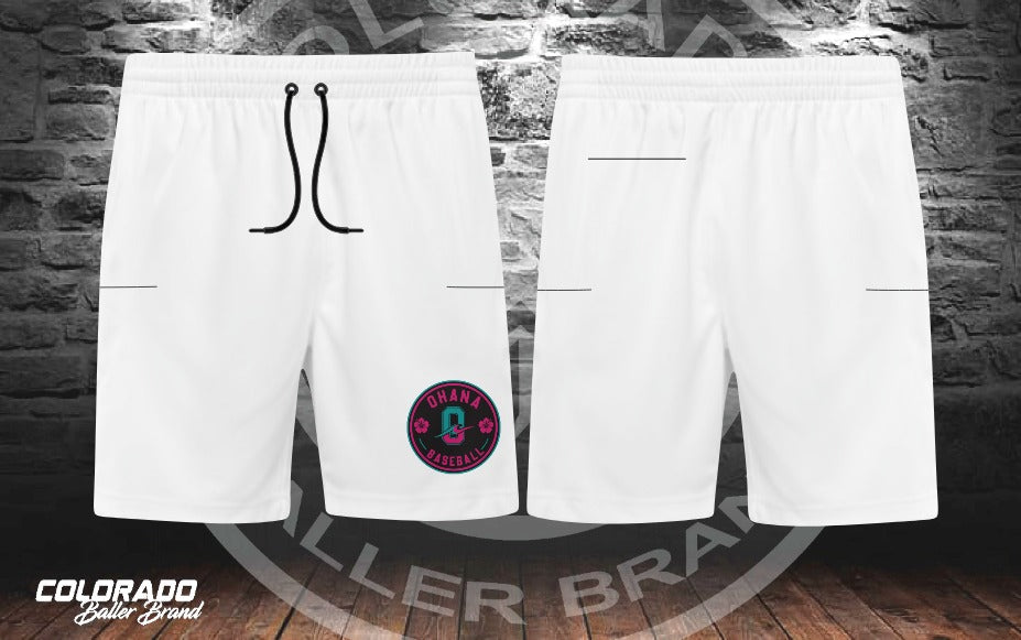 Ohana White Circle five-pocket microfiber shorts