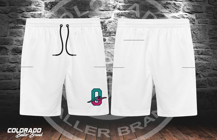 Ohana White O-Wave five-pocket microfiber shorts