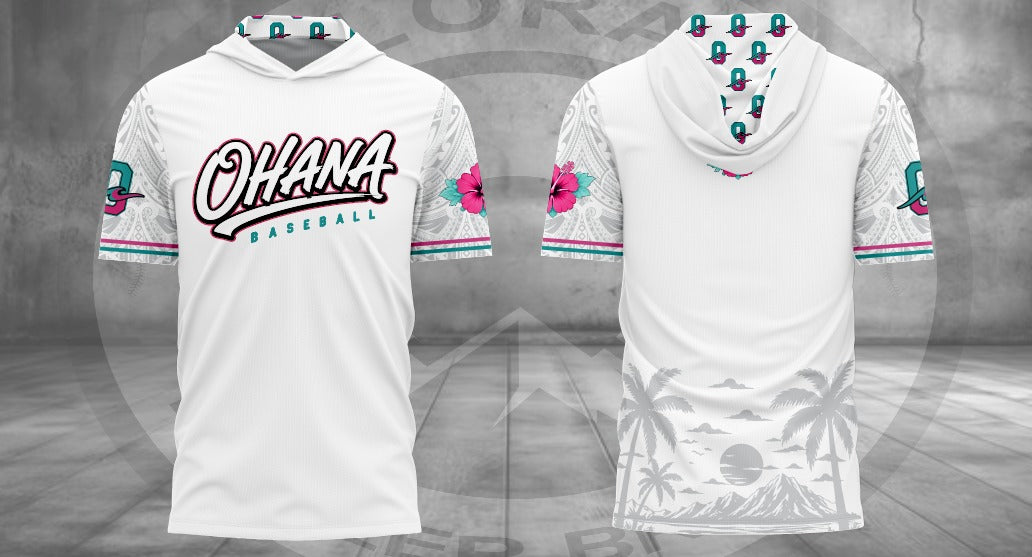 Ohana White Lightweight Short Sleeve Hoodie without player name and number