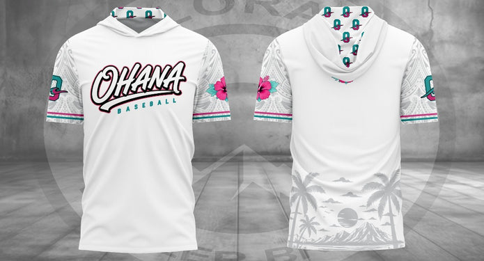 Ohana White Lightweight Short Sleeve Hoodie without player name and number