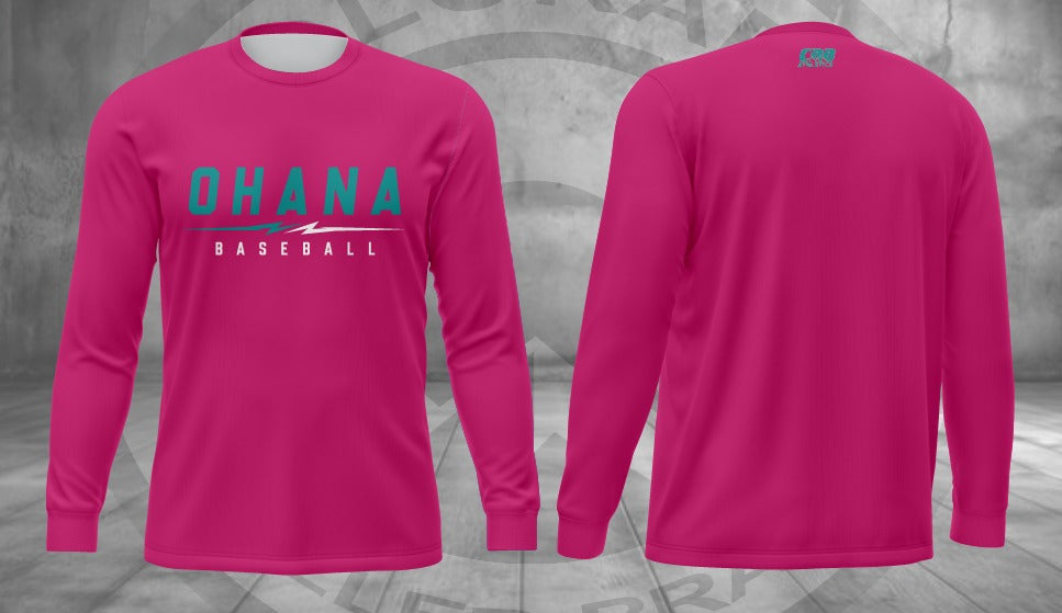 Pink Ohana Long Sleeve front and back