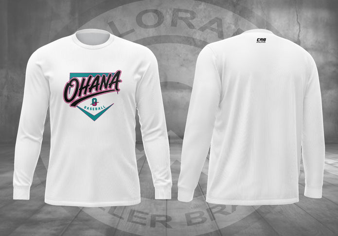 White Home Plate Ohana Long Sleeve front and back
